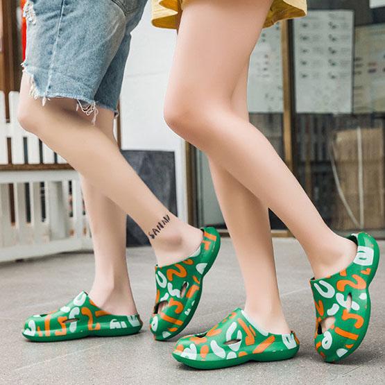 Couple's Household Soft Sole Non-slip Large Size Printing Slippers Men's and Women's Spring Summer Soft Beach Slippers
