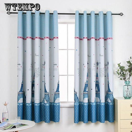 Curtain Finished Bedroom Simple Shading Insulation Curtain Printing Shading Short Curtain