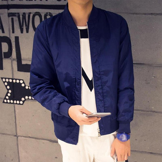 Spring and Autumn Men's Big Pocket Thin Coat Baseball Uniform Jacket Youth Student Solid Color Wild Sports Jacket