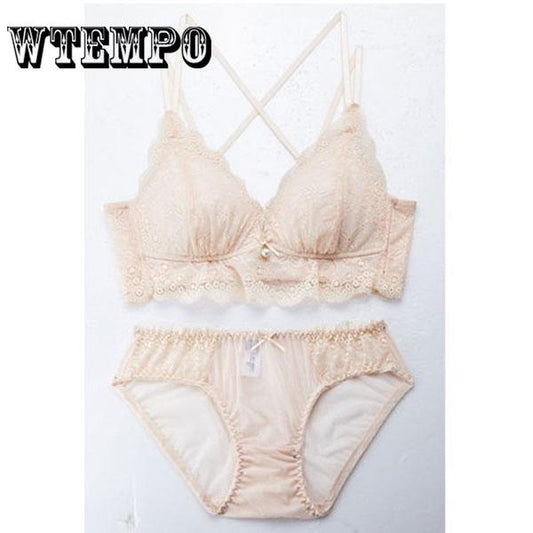 Hollow Sexy Bra Ultrathin Underwear Set Women Transparent Bra Sets Lace Embroidery Lingeri