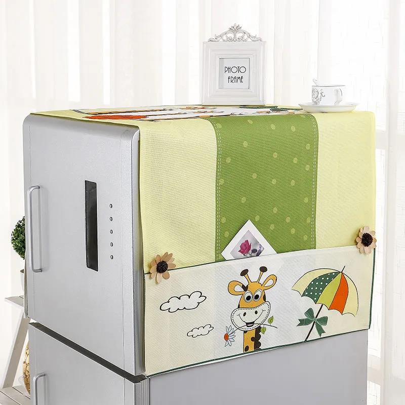 Thickened Refrigerator Cover Cloth Towel Washing Machine Cover Cloth Cartoon Pattern Refrigerator Dust Cover