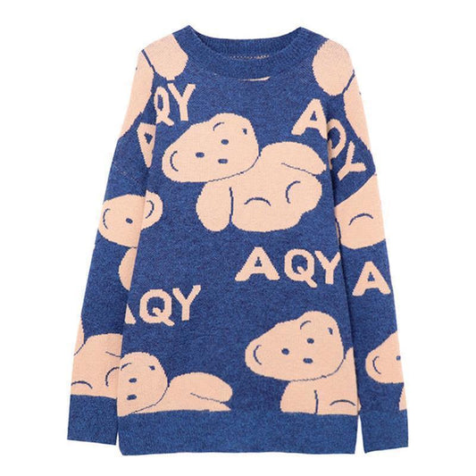 Autumn Winter Women Fashion Sweater Casual Knitting Sweater Mid-length Pullovers Loose Casual Long Sleeve Sweater