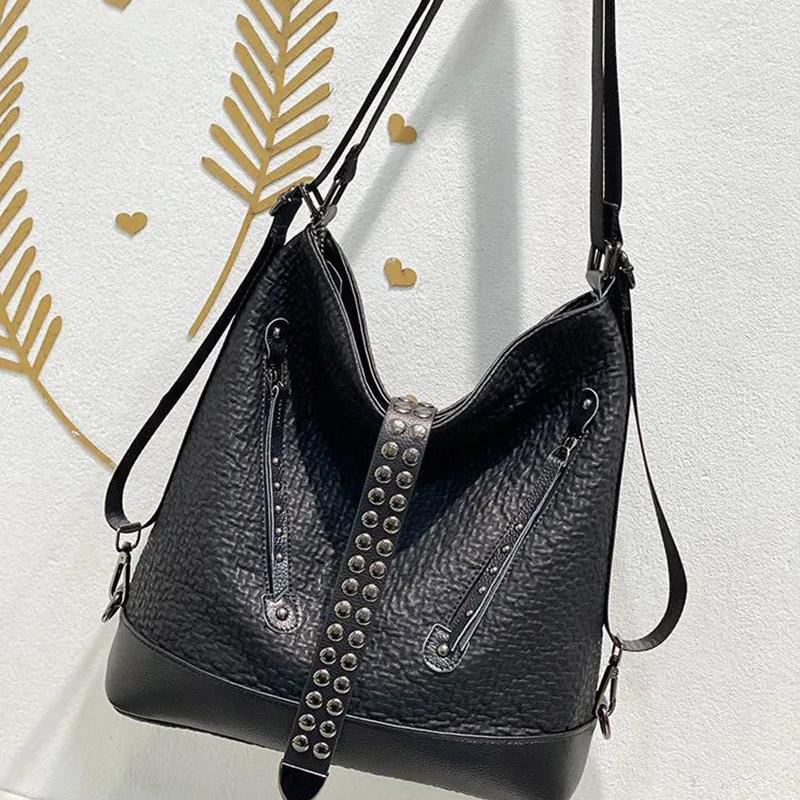Fashion Trend Leopard Print Multifunctional One Shoulder Messenger Backpack Women's Large Capacity Travel Backpack