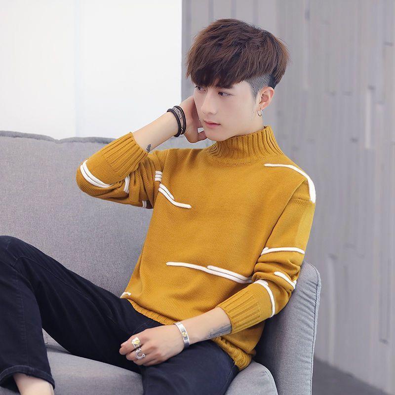 Autumn and Winter Round Neck Sweater Men's Pullover Sweater Youth Fashion Slim Thin Men's Clothing