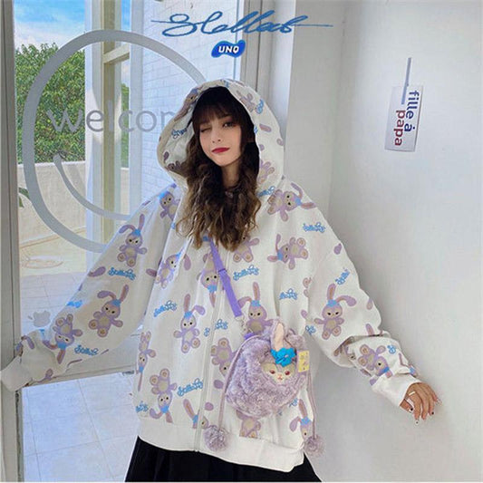Women's Thin Sweater Loose Casual Long-sleeved Cardigan Hooded Zipper Jacket