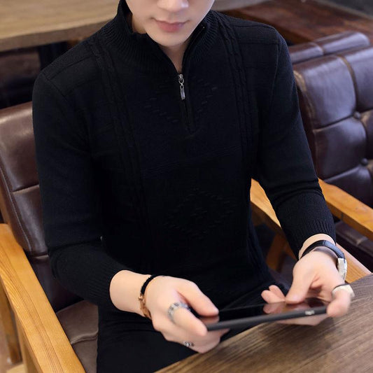 Youth Standing Collar Sweater Men's Knitwear Slim Sweater Casual Jacket