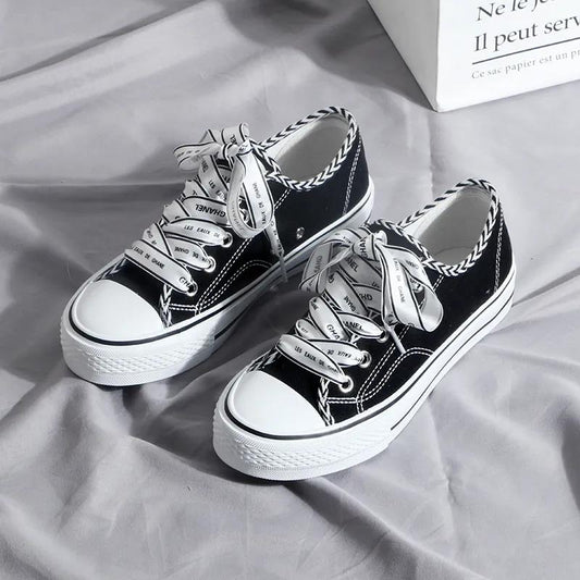 Canvas Shoes Women Korean Casual Shoes Spring and Summer Students Flat White Shoes Sneakers