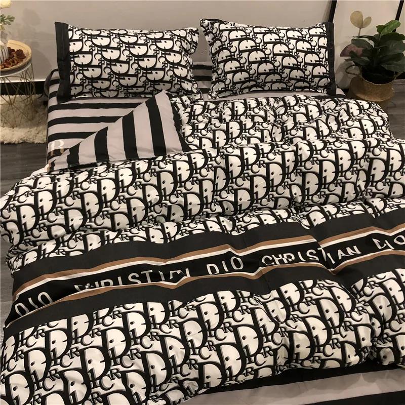 Modern Simple Bedding Four-piece Washable Quilt Cover Fashion Printing Double Bed Sheet