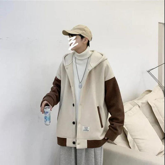 Fleece Sweater Hooded Cardigan Coat Warm Top Clothes Loose Autumn and Winter Couples Coat Comfortable and Breathable