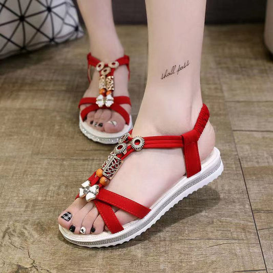 Sandals Female Summer Bohemian Flat Students Korean Version of All-match Casual Roman Beach Shoes Women