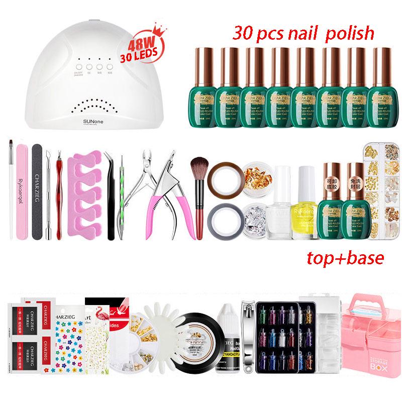 Nail Set 120w UV LED Lamp Dryer 30pcs Nail Gel Polish Kit Manicure Tools Set Nail Art Tool set