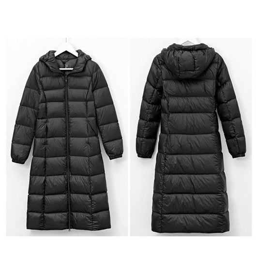 Women's Padded Down Jacket Long Over-the-knee Over-length Slim Hooded Plus Size Winter Jacket