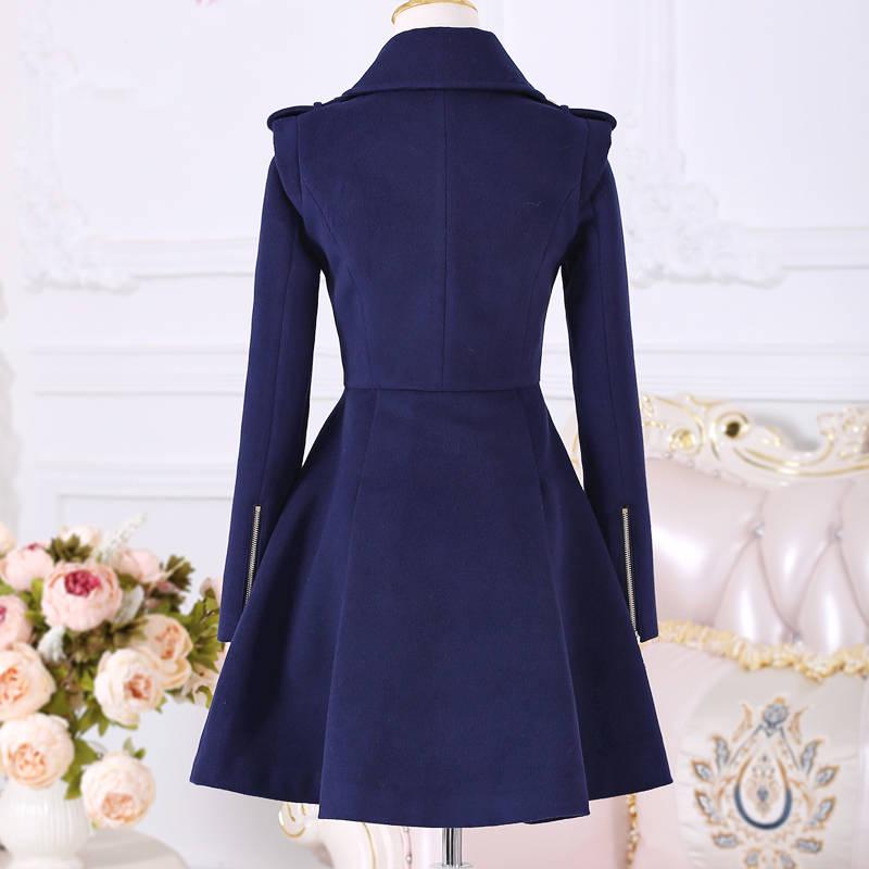 Zipper Long-sleeved Woolen Coat Female Outwear Wool Overcoat Long Slim Jacket Winter Women's Coat