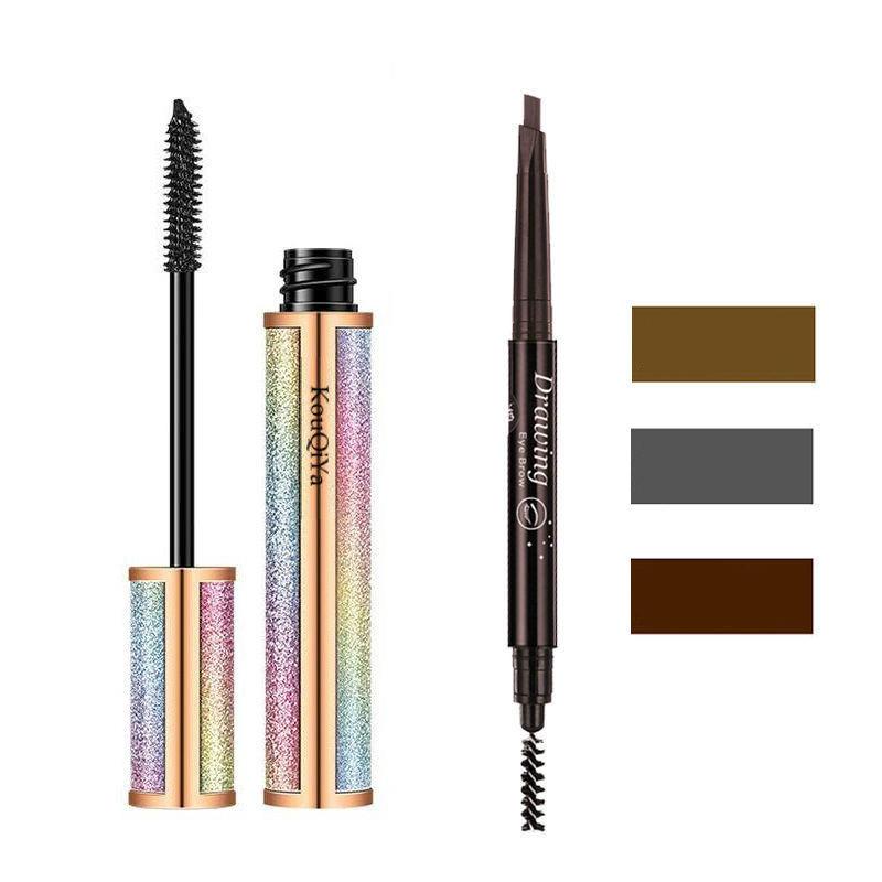Mascara eyelash curler set Black Waterproof slim curl Thick long lashes Not easy to discolor