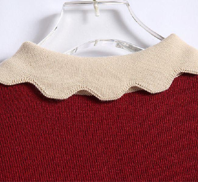 Women's Solid Color Fashion Lapel Pullover Sweater Diamond Print Loose Plus Size Long Sleeve Sweater