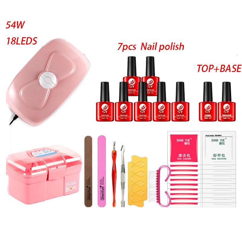 Nail art set Gel Nail Polish Starter Kit 54W UV Lamp Nail Dryer Manicure Tools Primer Nail Art Set