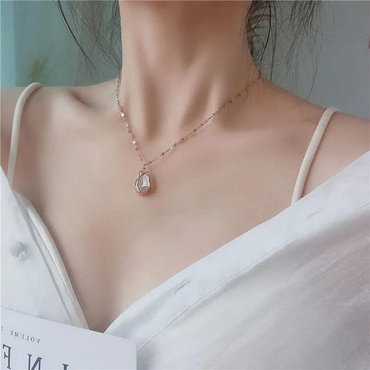 Tulip Flower Pendant Necklace Flash Diamond Exquisite Pendant Advanced Gold-plated Personality Clavicle Chain Give A Friend Gift Jewelry