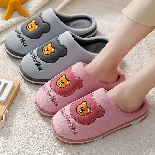Winter Home Warm Indoor Cotton Slippers Couple Thick Non-slip Slippers