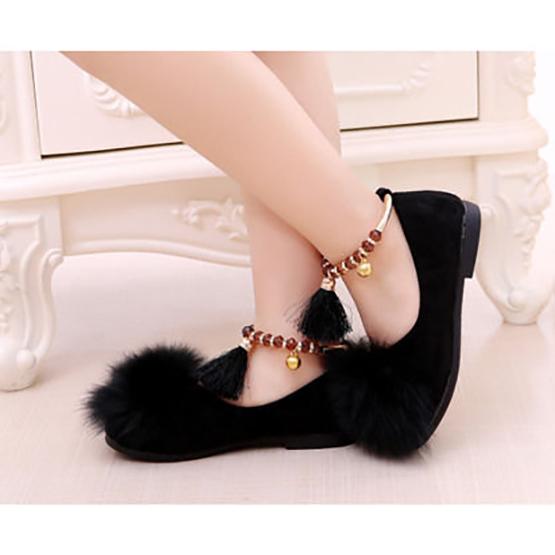 Girl's Soft Soled Breathable Doudou Fluff Shoes Girls' Non Slip Solid Color Princess Single Shoes