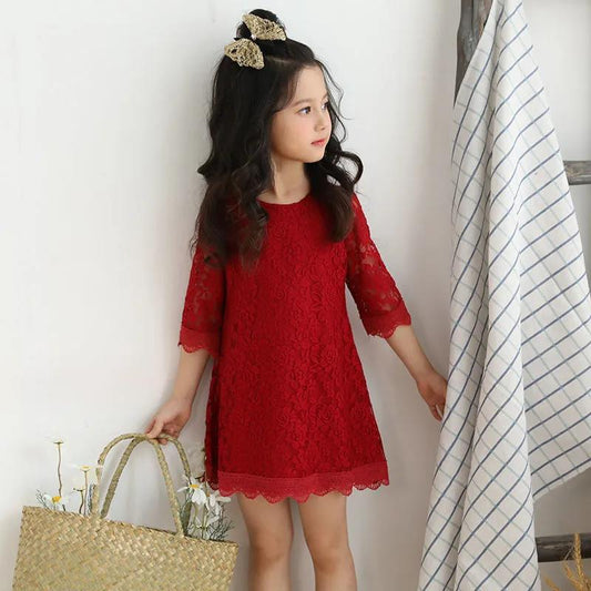 Girls' Lace Dress Children's Korean Style Princess Lace Skirts Dress Skirts Children's Dress