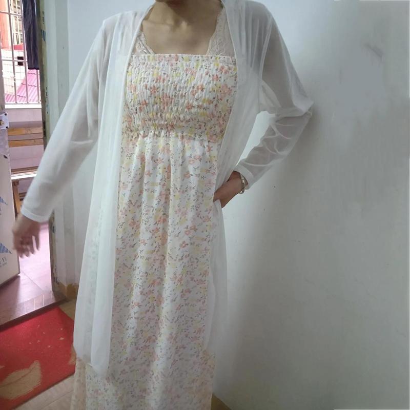 M-XXXL Women's Beach Sun Protection Cardigan Plus Size Loose Outer Chiffon Long Sleeve Mid-calf Solid Color Cardigan