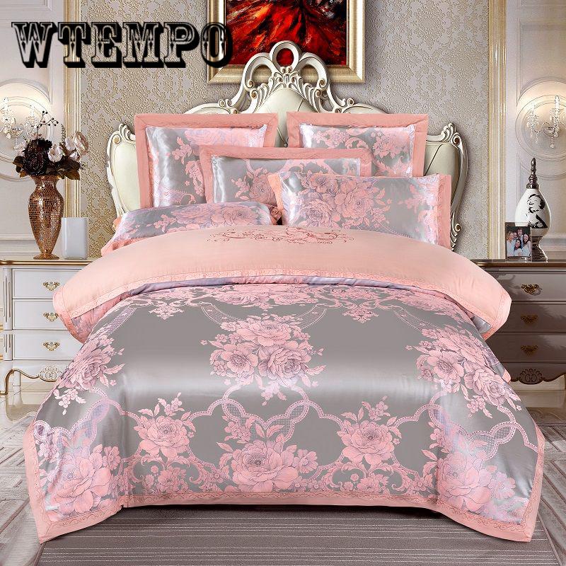 Embroidered jacquard cotton four-piece cotton quilt cover sheets bedroom home bedding European style