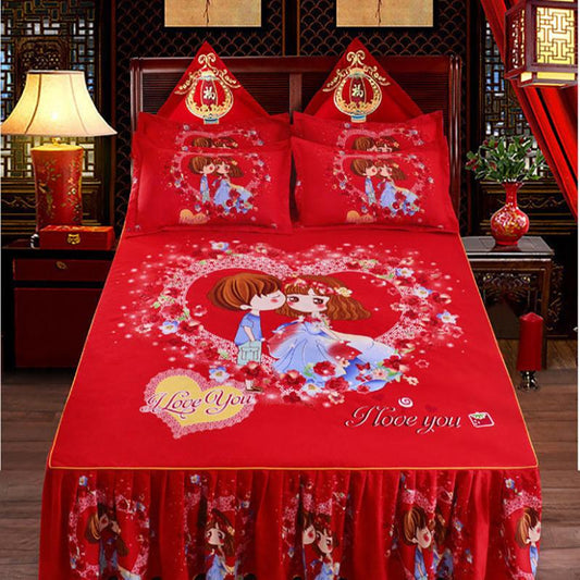 Dust-proof Simmons Protective Sleeve Twill Sanding Bed Skirt Anti-slip Bedspread Thicken Korean Wedding Bed Cover Bed Sheet