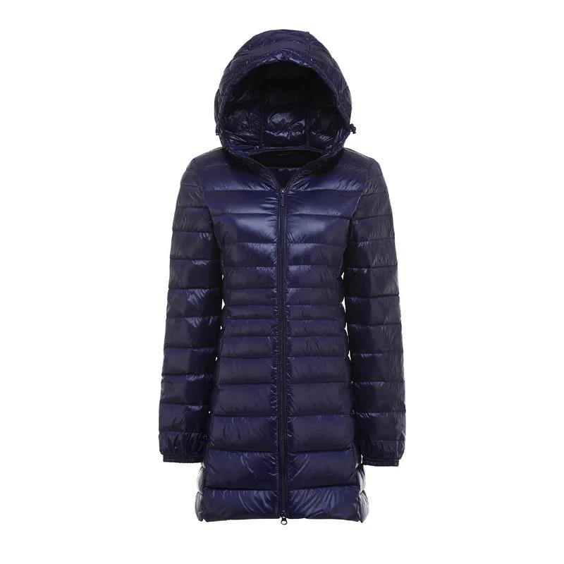 Women's Winter Oversized Down-filled Coat Female Ultra Light Jacket Hooded Slim Long Sleeve Parka Overcoat
