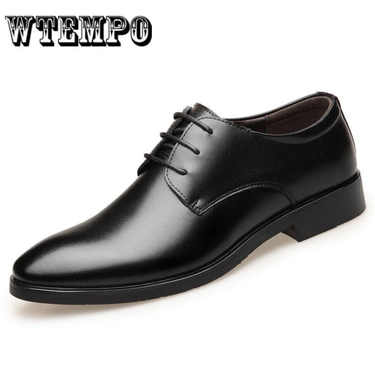 Men's British Style Casual Leather Shoes Man Flat Oxford Dress Shoes Wedding Pointed Toe Shoes