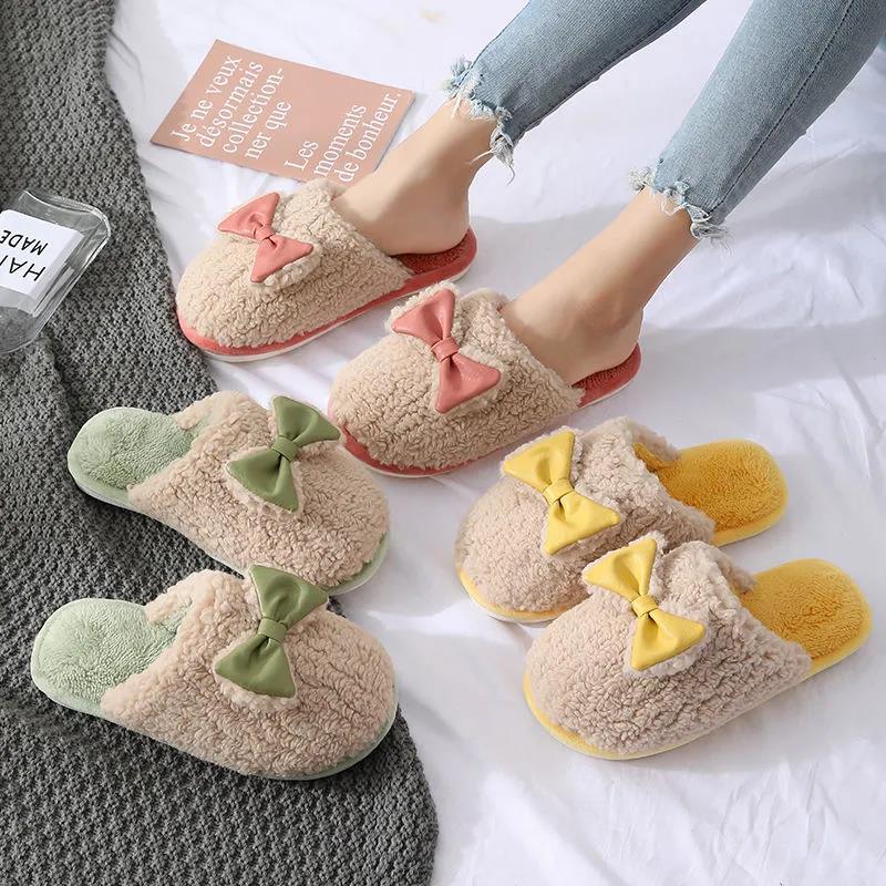 Autumn and Winter Pure Cotton Slippers Indoor Non-slip Soft-soled Shoes Warm Simple Plush Cotton Shoes