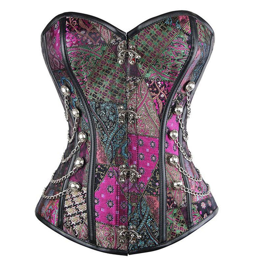 Corset Steampunk Gothic Underbust Corset Women Sexy Winter Corsets Zipper Up Bodysuit Retro Steel