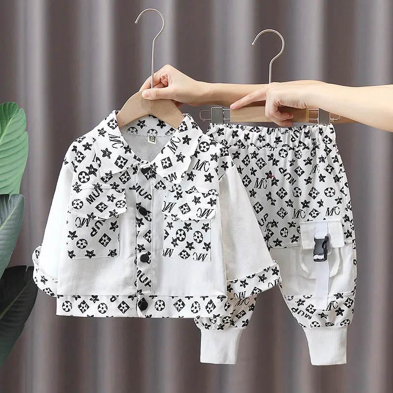 Boys Autumn Suits Children's Sports Handsome Baby Western Style Spring and Autumn Two-piece Sets Baby Cute Cool Style Suits