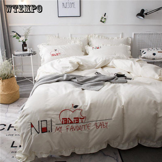 Egyptian Cotton Princess Bedding Set Luxury Duvet cover Bed set Queen/King Size Bed skirt