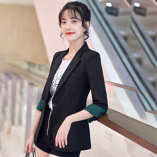 Women's Blazer Thin Style Design Temperament Slim Slimming Middle-sleeved Suit Women's Thin Casual Jacket Comfortable and Lightweight