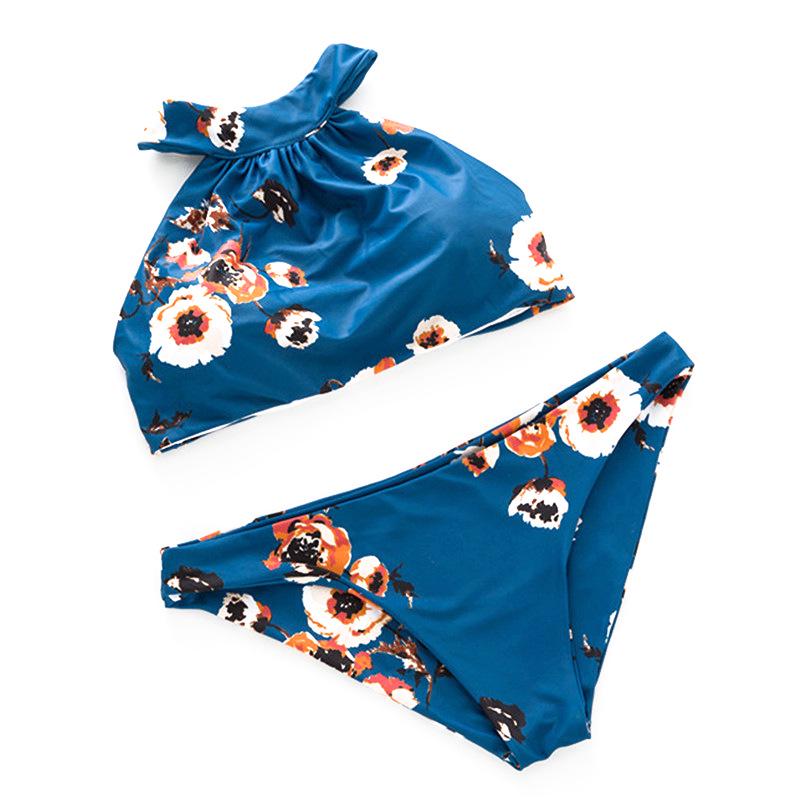 WTEMPO printed bikini swimsuit split apron hanging neck sexy female swimsuit