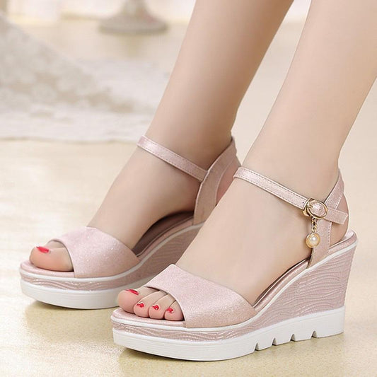Summer Sandals Women's Platform Platform High-heeled Platform Belt Buckle Mid-heel High-heeled Sandals Women's Platform High-heeled Sandals