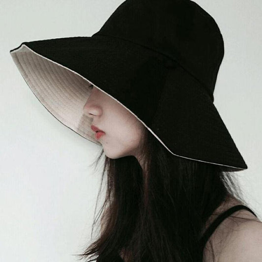 Fisherman Hat Female Sun Hat Spring and Summer Tide Double-sided Face Anti-ultraviolet Large Brim Sunscreen Hat