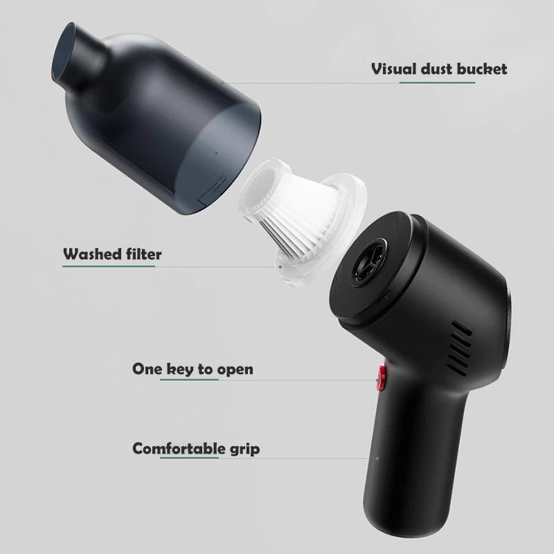KJ 8000Pa Wireless Car Vacuum Cleaner Cordless Handheld Auto Vacuum Home Car Dual Use Mini Vacuum Cleaner With Built-in Battrery