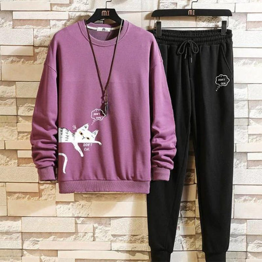 Top/suit Long-sleeved Suit Men's Jacket Spring and Autumn Pullover Sweater Tide Brand T-shirt Large Size Student Sports Casual Long Pants