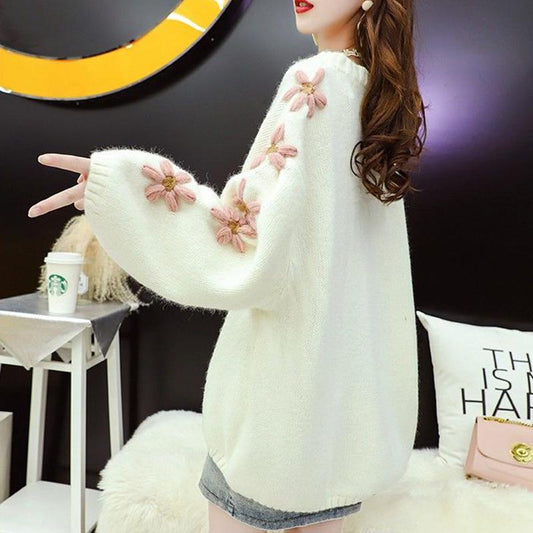 Pullover Women's Sweater Winter Loose Loose Outside Wear Small Fresh Retro Knitted Top