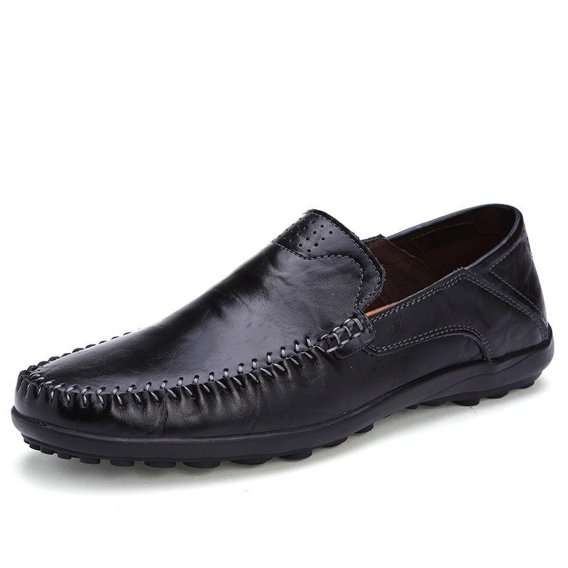 Genuine Leather Handmade Shoes Low-top Soft Bottom Peas Shoes Large Size Men's Shoes Father Shoes