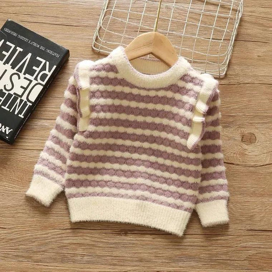 Girls' Sweater Autumn and Winter Foreign Style Girls' Bottomed Shirt Thickened and Warm Baby with Korean Version Inside