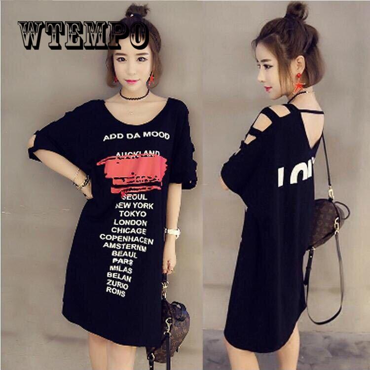 Women Summer Cross Short Sleeve Off Shoulder T-Shirt Dress