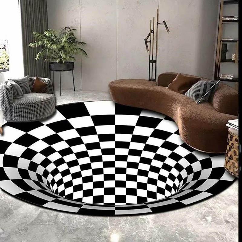 Round Carpet Red Chinese Style Living Room Study Light Luxury Style Room Carpet Bedroom Bedside Mat Diameter 80cm100cm