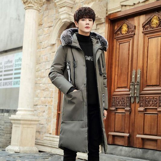 Down Jacket Men's Long Winter Thick Coat Youth Cold and Warm Jacket