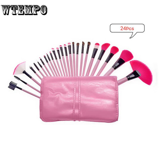 24 Pcs/lot Bamboo Pole Makeup Brushes Suit Bamboo Pole with Sack Bamboo Handle Makeup Brush