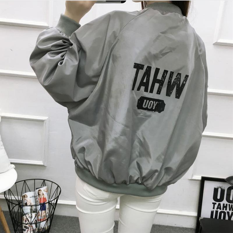Spring and Autumn Sports Baseball Uniform Jacket Women's Solid Color Trend Loose Student Printed Jacket