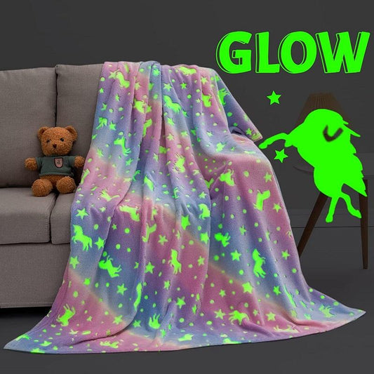 Glow In The Dark Throw Blanket Unicorn Blanket for Kids Unicorn Moon Blankets Super Cozy Plush Soft Fleece Blanket for Girls Boys Birthday Gifts
