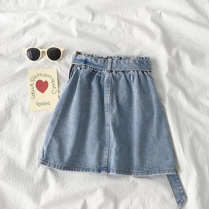 Plus Size Women Adjustable High Waist Denim Skirt Hip Pants Skirt Anti-light A-line Skirts