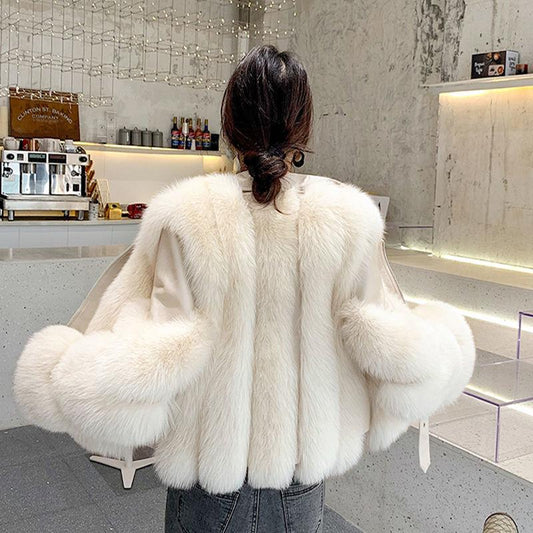 Fur Fox Fur Coat Women's Winter Leisure Motorcycle Wear Short Section Was Thin Fur Intellectual Elegant Coat